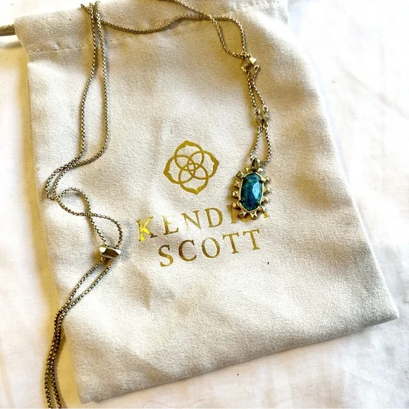 Kendra Scott "Brett" Adjustable Pendant Necklace- Aqua Apatite - Picture 5 of 5